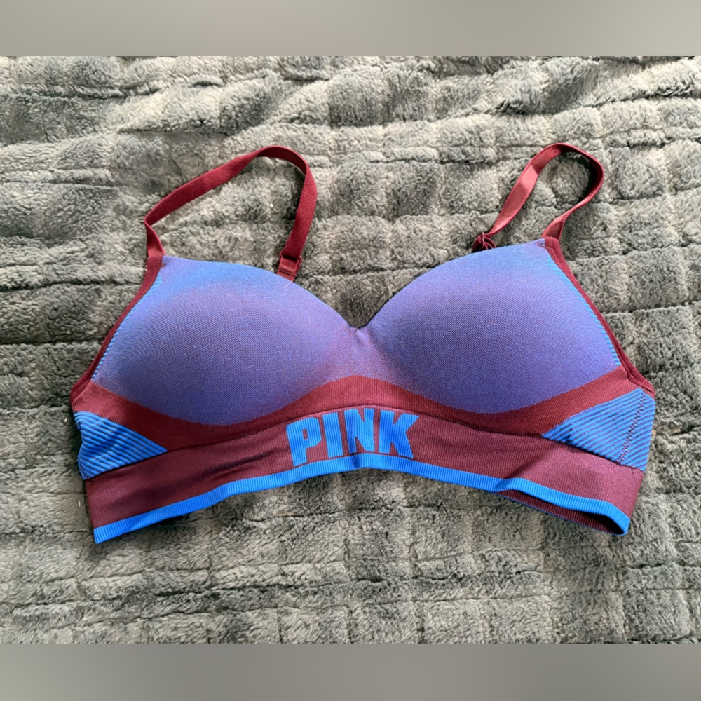 Victoria's Secret Maroon and Blue Sports Bra
